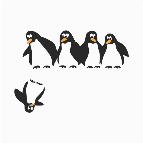 استیکر طرح رفقای پنگوئنی مناسب درب یخچال و فریزر